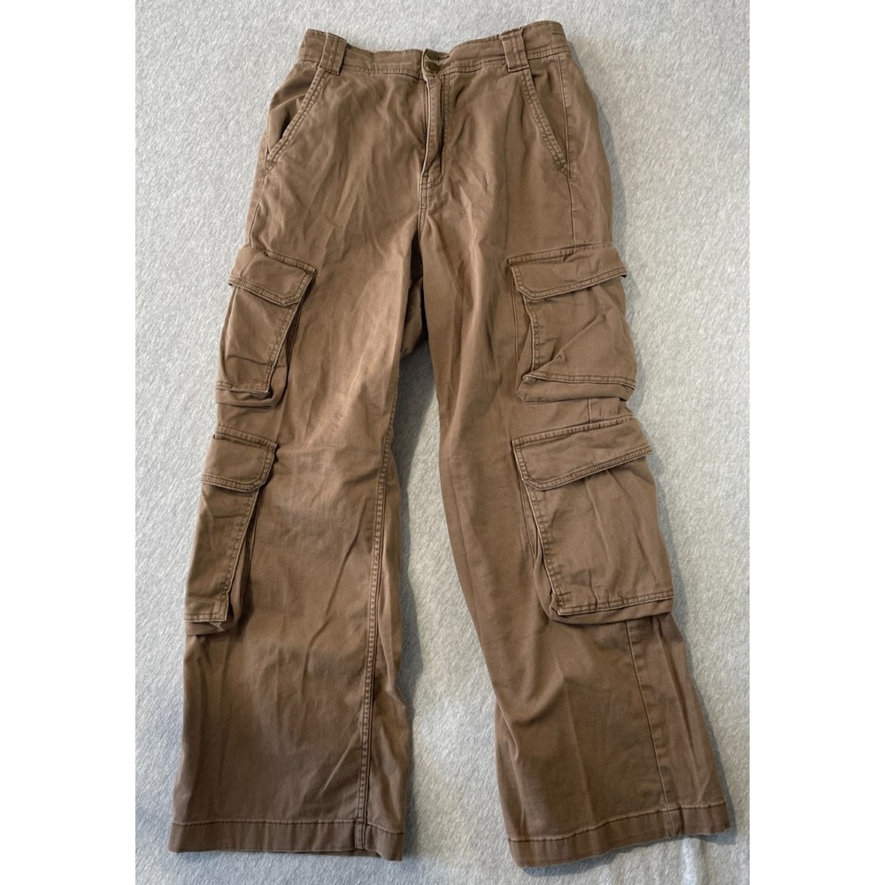 Arizona Jean Co Cargo Pants Womens 5 Brown Cotton Utility Pockets Straight Leg